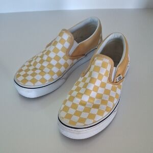 Vans Yellow and White Checkered Sneakers
